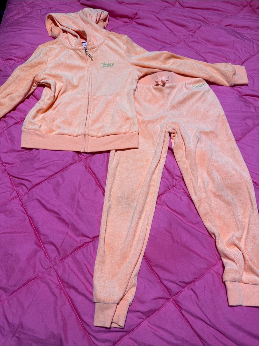 Peach Velour Hoodie & Jogger Set